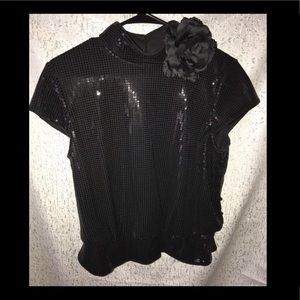 Black Sequined Top sz 12